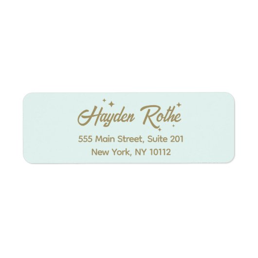 Lichtblauw retro script etiket (Voorkant)