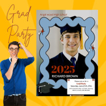 Lichtblauw retro squiggle golvend afstuderen