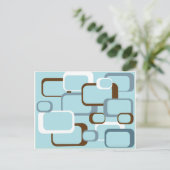 Lichtblauw retro vierkantjes briefkaart (Staand voorkant)