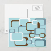 Lichtblauw retro vierkantjes briefkaart (Voorkant / Achterkant)