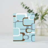 Lichtblauw retro vierkantjes briefkaart (Staand voorkant)