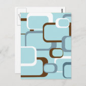 Lichtblauw retro vierkantjes briefkaart (Voorkant / Achterkant)