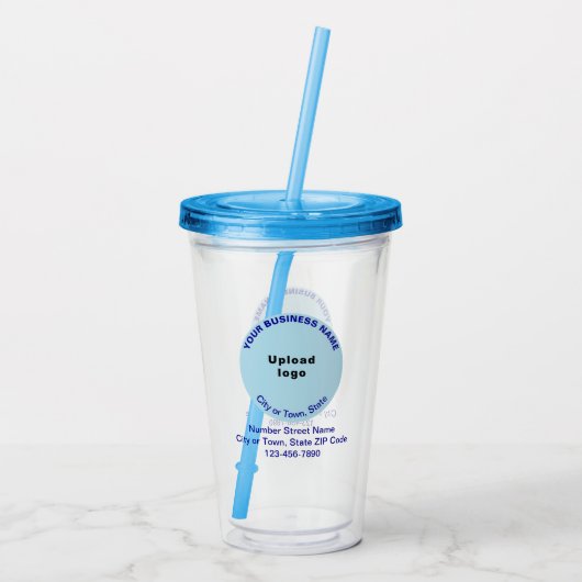 Lichtblauw Rond Zakelijk Merk op Acryl Tumbler Acryl Drinkbeker (Achterkant)