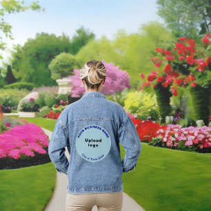 Lichtblauw Rond Zakelijk Merk op Vrouwen Denim Jacket