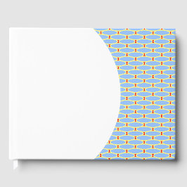 Lichtblauw Rood Geel betegeld Ovalen Patroon op Wi Gastenboek