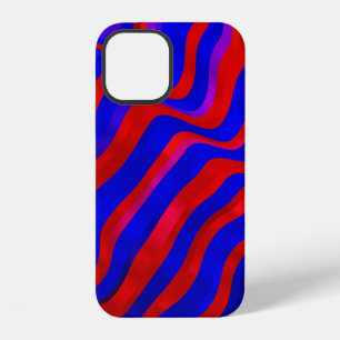 Lichtblauw, Rood textuur met scheve lijnen. Gradië iPhone 12 Hoesje