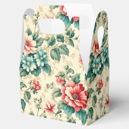  lichtblauw rood Victoriaans bloemontwerp Bedankdoosjes (Geopend)