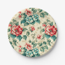 lichtblauw rood Victoriaans bloemontwerp