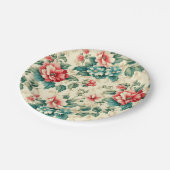 lichtblauw rood Victoriaans bloemontwerp Papieren Bordje (Gekanteld)