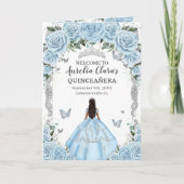 Lichtblauw Roos Floral Quinceañera Orde van Evenem Programma (Voorkant)