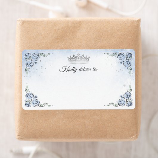 Lichtblauw Roos Silver Princess Crown Verzending Etiket (Insitu)