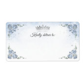 Lichtblauw Roos Silver Princess Crown Verzending Etiket (Voorkant)