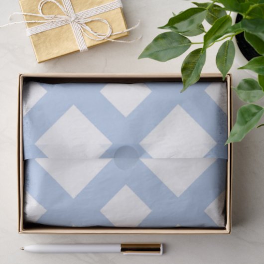 Lichtblauw rooster op wit tissuepapier (Geschenk)