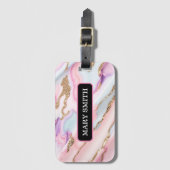 Lichtblauw Roze Agaat Marmer Modern Collectie Bagagelabel (Voorkant (verticaal))