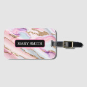 Lichtblauw Roze Agaat Marmer Modern Collectie Bagagelabel (Voorkant (horizontaal))