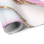 Lichtblauw Roze Agaat Marmer Modern Collectie Cadeaupapier (Rol Hoek)