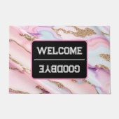 Lichtblauw Roze Agaat Marmer Modern Collectie Deurmat (Voorkant)