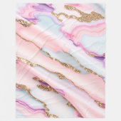 Lichtblauw Roze Agaat Marmer Modern Collectie Fleece Deken (Voorkant)