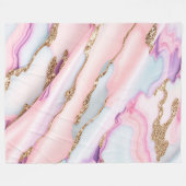 Lichtblauw Roze Agaat Marmer Modern Collectie Fleece Deken (Voorkant (Horizontaal))