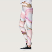Lichtblauw Roze Agaat Marmer Modern Collectie Leggings (Links)