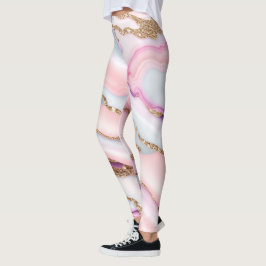 Lichtblauw Roze Agaat Marmer Modern Collectie Leggings