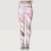 Lichtblauw Roze Agaat Marmer Modern Collectie Leggings (Voorkant)