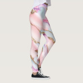 Lichtblauw Roze Agaat Marmer Modern Collectie Leggings (Rechts)
