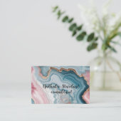 Lichtblauw Roze Agaat Marmer Modern design Visitekaartje (Staand voorkant)