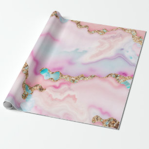 Lichtblauw Roze Agaat Marmer Populair Collectie Cadeaupapier