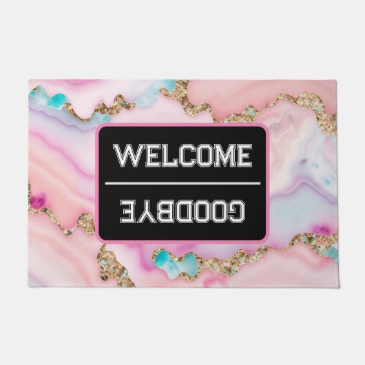 Lichtblauw Roze Agaat Marmer Populair Collectie Deurmat (Voorkant)