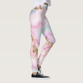 Lichtblauw Roze Agaat Marmer Populair Collectie Leggings
