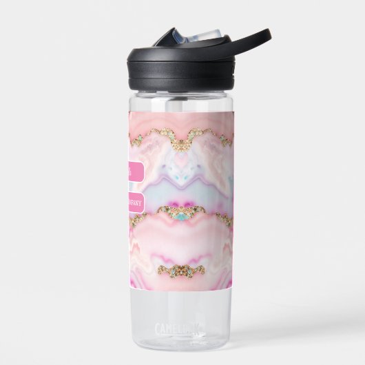 Lichtblauw Roze Agaat Marmer Populair Collectie Waterfles (Links)