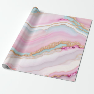 Lichtblauw Roze Agaat Marmer Trendy Collectie Cadeaupapier