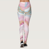 Lichtblauw Roze Agaat Marmer Trendy Collectie Leggings (Achterkant)