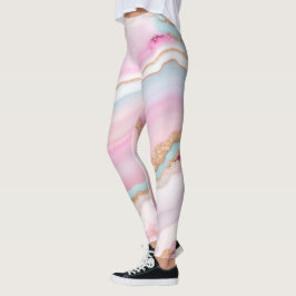 Lichtblauw Roze Agaat Marmer Trendy Collectie Leggings
