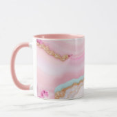 Lichtblauw Roze Agaat Marmer Trendy Collectie Mok (Links)