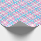 Lichtblauw, roze en witte speldenstang cadeaupapier (Hoek)