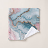 Lichtblauw Roze Goud Agaat Marmer Modern ontwerp Bad Handdoek (Wasdoekje)