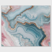 Lichtblauw Roze Goud Agaat Marmer Modern ontwerp Cadeaupapier (Vlak)