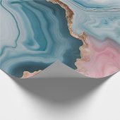 Lichtblauw Roze Goud Agaat Marmer Modern ontwerp Cadeaupapier (Hoek)