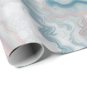 Lichtblauw Roze Goud Agaat Marmer Modern ontwerp Cadeaupapier (Rol Hoek)