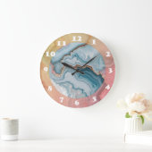 Lichtblauw Roze Goud Agaat Marmer Modern ontwerp Grote Klok (Huis)