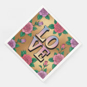 Lichtblauw Roze LIEFDE Gouden Servetten Set (Hoek)