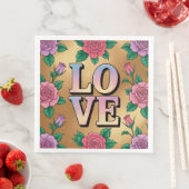 Lichtblauw Roze LIEFDE Gouden Servetten Set (Insitu)