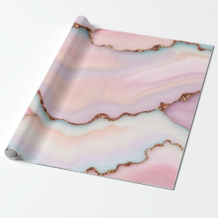 Lichtblauw Roze Marmeren Agaat Modern Collectie Cadeaupapier