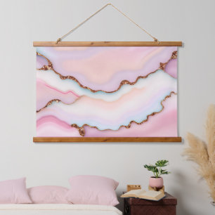 Lichtblauw Roze Marmeren Agaat Modern Collectie Hangend Wandkleed