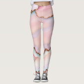 Lichtblauw Roze Marmeren Agaat Modern Collectie Leggings (Voorkant)