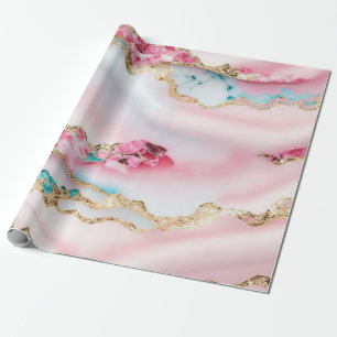 Lichtblauw Roze Marmeren Agaat Populair Collectie Cadeaupapier