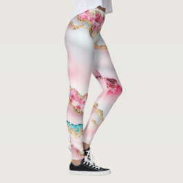 Lichtblauw Roze Marmeren Agaat Populair Collectie Leggings