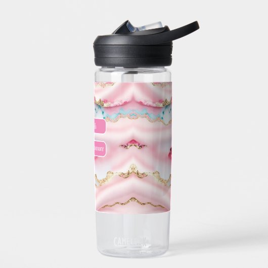 Lichtblauw Roze Marmeren Agaat Populair Collectie Waterfles (Links)